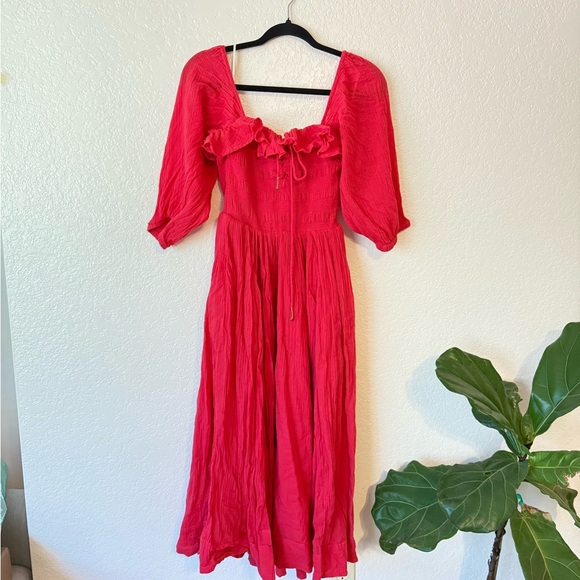Free People Red Oasis Midi Dress XS - Picture 2 of 2